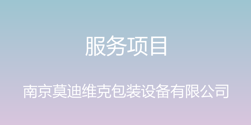 服务项目 - 南京莫迪维克包装设备有限公司